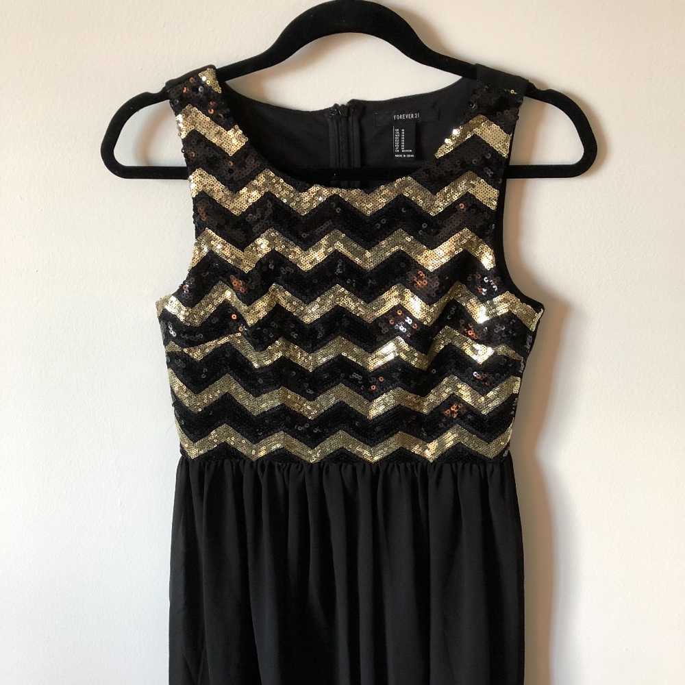 Black and gold dress